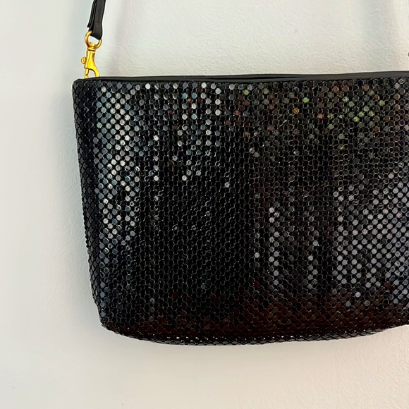 Vintage Whiting & Davis Mesh Cross Body Bag. Black with Removable Strap. - Picture 4 of 12